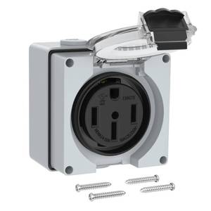 lot 12359 image: Joinfworld 50 Amp RV Outlet Box, 125250V NEMA 14-50R RV Receptacle ETL Listed, Weatherproof Electrical Power Outlet Panel for RV Camper Trailer Motorhome