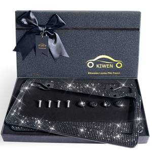 lot 12363 image: Bling License Plate Frames with High End Ribbon Gift Box,2 Pack Rhinestone License Plate Frame,Handcrafted Crystal Premium Stainless Steel Bling License Plate Frame for Women,Party,Birthday,Xms Gift