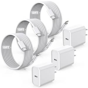 lot 12368 image: Fast Charger for iPhone 171615 Charger,10FT Extra Long Fast Charging 3Pack Block USB-C to USB C Fast Charging Cable Cord for iPhone Air17 Pro MaxiPhone 16 Pro16 Plus15 Pro Max,iPad ProAirMini