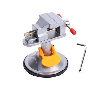 lot 12380 image: Mini Vise Clamp, Small Table Top Bench Vise with 360° Swivel Suction Base for Jewelry Making, Soldering, Watch Repair and Crafts(3.54x2.95x2.95 in, Silver)