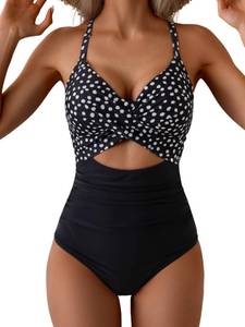 lot 12381 image: Eomenie Womens Tummy Control One Piece Swimsuit Cutout Bathing Suit L