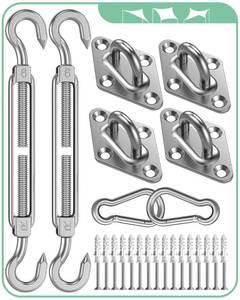 lot 12385 image: Sun Shade Sail Hardware Kit Triangle Rectangle Shade Sail Hardware Kit Heavy Duty, M6 Turnbuckles for Shade Sail Pad Eye Sun Shade Hooks, Patio Garden Sun Shade Sail Canopy Hardware Installation Kit