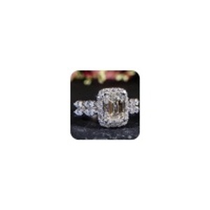 lot 12396 image: 925 Sterling Silver Princess Cut Cubic Zirconia Ring �� 2 Carat Square Simulated Diamond Engagement Ring for Women Size 6