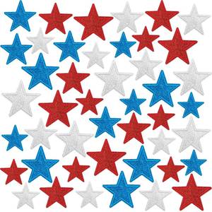 lot 12399 image: AUGSUN 36pcs Glitter Star Iron on Patches USA Patriotic Sew Applique