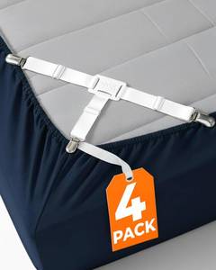 lot 12402 image: Bed Sheet Holders - Adjustable Elastic Fasteners with Metal Clips