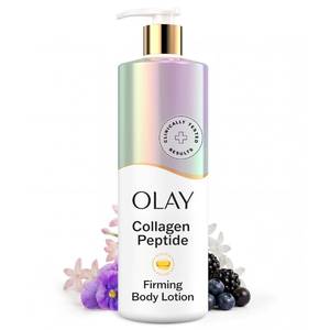 lot 12408 image: Olay Body Lotion for Women, Firming with Collagen Peptides Serum, Visibly Firmer Skin, 24hr Moisture & Hydration, Fast Absorbing Formula, Vitamin B3 Complex, For All Skin Types, 17 fl oz (Nozzle Broken)