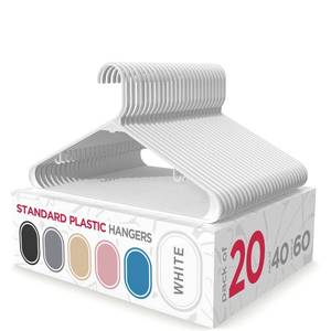 lot 12412 image: Sharpty Plastic Hangers Clothes Hangers for Clothing, Closet, Coats & Shirts - Durable, Thick, Tough & Space Saving - for Everyday Standard Use, Room Essentials & Basics - 20 Pack - White