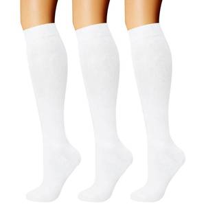 lot 12434 image: CHARMKING Compression Socks for Women & Men Circulation (3 Pairs) 15-20 mmHg is Best Support for Athletic Running Cycling (SM, White)