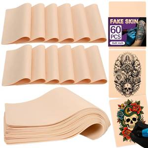 lot 12438 image: 60 Pack Blank Fake Skin �� 8x 6 Double Sided Tattoo Practice Skin for Tattooing,Eyebrow Practice Reusable Reelskin for Beginners and Experienced Artists