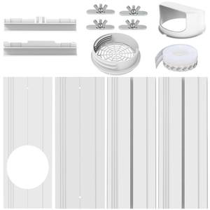 lot 19418 image: Portable Air Conditioner Window Kit with Universal Coupler Fit for 5.15.9 Exhaust Hose, Mobile AC Window Vent Seal Kit with 4 Adjustable Seal Plates for VerticalHorizontal Sliding Window
