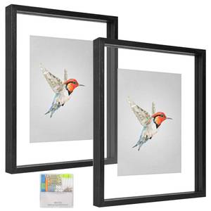 lot 19428 image: MUYE 11x14 Floating Frames Set of 2,Double Glass Picture Frame Display Any Size Photo up to 11x14,Wall Mount or Tabletop Standing,Black