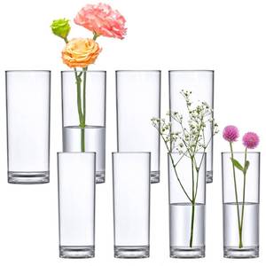 lot 19429 image: Amazing Abby - Viola Minuto - Plastic Cylinder Vases (8-Piece Set), Acrylic Flower Vases for Wedding Centerpieces, Home Decorations, Office Ornaments, Shatter-Proof, 6  7 (H) (Not Glass)
