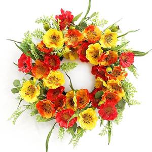 lot 19440 image: Huashen Spring Summer Wreaths for Front Door 24 Inch Poppy Flowers