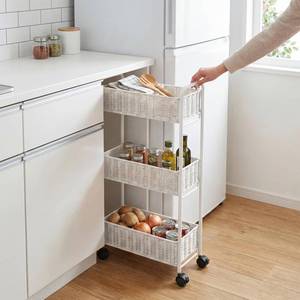 lot 19450 image: FOCHIER F Utility Slim Storage Cart,3-Tier Rolling Kitchen Office Laundry Room Cart,Mobile Shelving Unit Organizer for Living Room Bathroom Baby Diaper Narrow Places (White, UC-White-7.1inch)