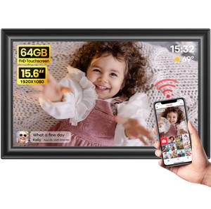 lot 19453 image: 64GB 15.6 Frameo Digital Picture Frame WiFi, Large Electronic Photo Frames 1920 x 1080 IPS FHD Touch Screen, Send Photos from Your Phone from Anywhere, Best Gifts for Parents and Grandparents