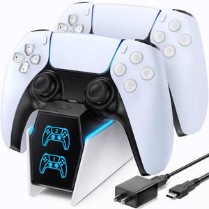 lot 20264 image: OIVO PS5 Controller Charger with Fast Charging AC Adapter, PS5 Controller Charging Station Stand for PlayStation 5, Docking Station Replacement for PS 5 Accessories Kits