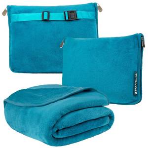 lot 20267 image: PAVILIA Travel Blanket Pillow, Soft Airplane Blanket 2-IN-1 Combo Set, Plane Blanket Compact Packable, Flight Essentials Car Pillow, Travelers Gifts Accessories Luggage Backpack Strap, 60x43 Teal Blue