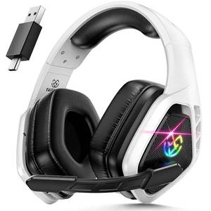 lot 20270 image: Tatybo Wireless Gaming Headset with Mic, 7.1 Sound 50mm Driver, White Black(Used)