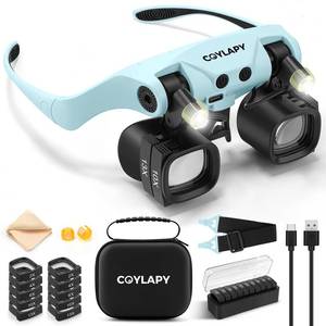 lot 20271 image: COYLAPY Magnifying Glasses for Close Work, Watch Repair 2X- 13x Lens (Blue)