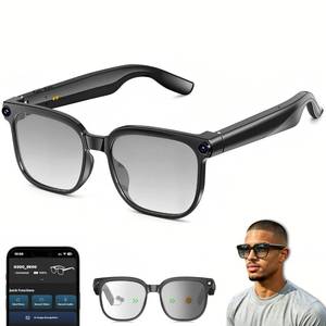 lot 20281 image: AI Smart Glasses with Camera, 8MP HD Camera Glasses for Men, AI Recording Glasses with Voice Assistant,Open-Ear Audio,Real-Time Translation,Video Recording Sunglasses for Life & Work (Photochromic) (Used)