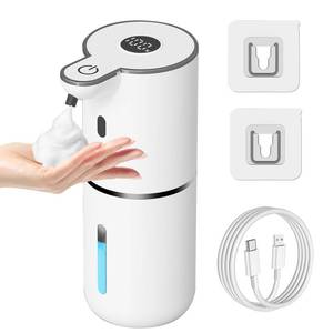 lot 20283 image: OHIFAST Automatic Foaming Soap Dispenser Touchless, USB Rechargeable Smart Hand Soap Dispenser, 6-Level Adjustable, 12.8oz380mL Wall Mounted for Bathroom Kitchen Dish Soap-White