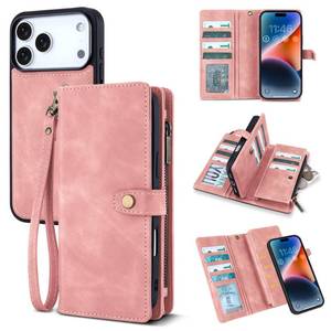 lot 20287 image: TwoHead Wallet Case for iPhone 17 Pro Max,with 11 Card Holders,Pink