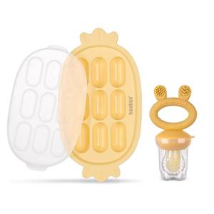 lot 20289 image: Haakaa Baby Fruit Food Feeder & Silicone Nibble Tray Combo - Breastmilk Popsicle Mold for Baby Cooling Relief, BPA Free Baby Mesh Feeder for Infant Self Feeding