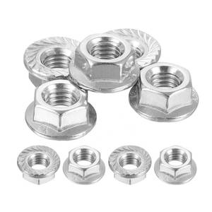 lot 20305 image: uxcell Flange Left Hand Nuts, M8x1.25mm 304 Stainless Steel Serrated Flange Left Hand Reverse Nuts for Assembling and Fastening, Silver 5pcs