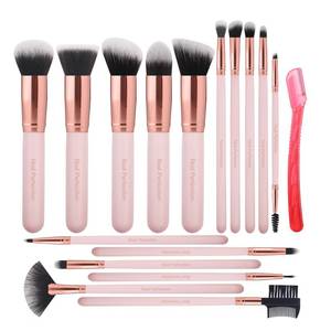 lot 20317 image: Real Perfection Makeup Brush Set 16 Pcs with 1 Eyebrow Razor Premium Synthetic Foundation Powder Concealers Eyeshadow Blush Makeup Brushes Make up Brushes Kit (Pink)