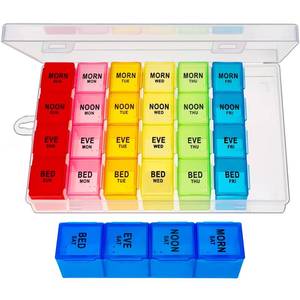 lot 20334 image: ZVZM Weekly Pill Organizer 4 Times a Day, Medicine Organizer Box, Travel Daily Pill Box Organizer 7 Day, Pill Case, Pill Container Holder for Hold VitaminsFish Oils.