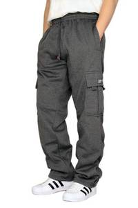 lot 20342 image: DREAM USA Mens Heavyweight Fleece Cargo Sweatpants, Charcoal, Large