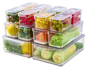 lot 1023 image: JollyPack Refrigerator Organizer Bins with Lids, 14-Pack