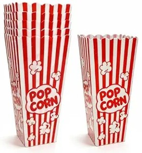 lot 12451 image: Homrelaxy Plastic Popcorn Boxes Red White Striped Set Of 5