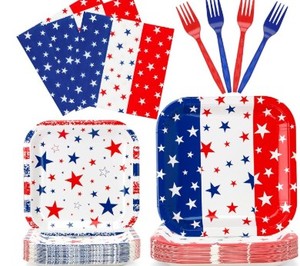 lot 12453 image: Patriotic Star Print Napkins And Plates