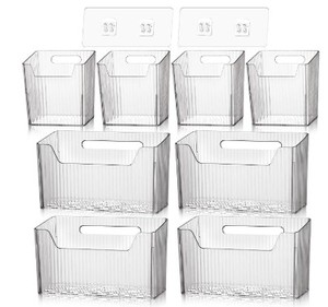 lot 19408 image: SiliFine 8 Pcs Cabinet Door Organizer Bin Wall Mount Organizer,3.94,Clear