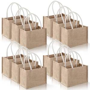 lot 1051 image: Oqqlin Burlap Tote Bags, 12 Pack, 9.1 x 5.1 x 6.3 Inch