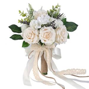 lot 1052 image: GLIDLION Artificial Champagne Rose Flower Bouquet 6.5