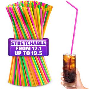 lot 1065 image: VIKROM Extra Long Bendy Straws Disposable 17 In 200 Pack