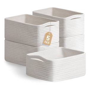 lot 1085 image: Yilobi 5 Pack Woven Storage Baskets, 11.8 x 7.9 x 4.7