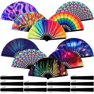 lot 1086 image: Pinkunn 10 Pcs Large Folding Rave Fans Bamboo