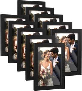 lot 1089 image: HappyHapi 4x6 Picture Frame Set of 10, Black