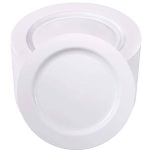 lot 1119 image: bUCLA White Plastic Disposable Dinner Plates 10.25 Inch 100 Pack