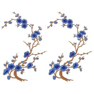 lot 2379 image: Meccanixity Plum Blossom Iron-On Patches, Bright Blue