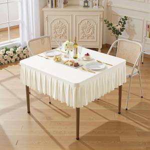 lot 2402 image: Wish Care Ivory Spandex Tablecloth 34x34 Inch