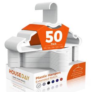 lot 2407 image: House Day White Plastic Hangers 50 Pack Slim Non-Slip