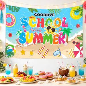 lot 2416 image: Whaline Goodbye School Hello Summer Backdrop 72 x 44