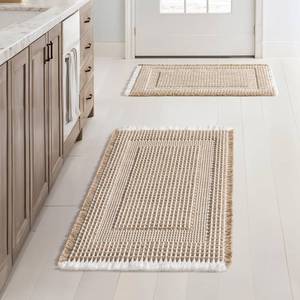 lot 2427 image: MIULEE Waffle Bath Mats Set of 2 Brown & Cream 17x24