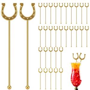 lot 2430 image: Sunnychicc Horseshoe Drink Stirrers 6 Inch Plastic Gold 30 Pcs