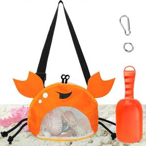 lot 2475 image: AMOR PRESENT Kids Mesh Beach Bag with Shovel, Orange