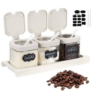 lot 3385 image: Suclain 3-Piece Glass Coffee Container Set with Base